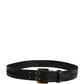 PLEIN SUD Black Leather Gold Metal Buckle Waist Women Belt