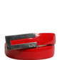Versace Jeans Couture Red Glossy Leather Metal Buckle Belt