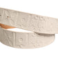 Liu Jo Beige Leather Wide Waist Silver Metal Buckle Waist Women Belt