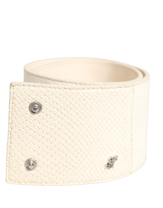 GF Ferre Off White Waxed Cotton Wide Fashion Waistband Belt