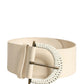 Cavalli Class Off White Leather Waist Women Cintura Buckle Belt