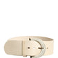 Cavalli Class Off White Leather Waist Women Cintura Buckle Belt