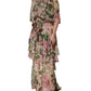 Dolce & Gabbana Multicolor Floral Silk Layered Maxi Dress