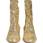 Dolce & Gabbana Gold Sequined Short Boots Stretch Shoes