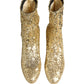 Dolce & Gabbana Gold Sequined Short Boots Stretch Shoes