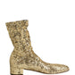 Dolce & Gabbana Gold Sequined Short Boots Stretch Shoes