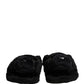 Dolce & Gabbana Black Faux Fur Panther Plush Flat Slides Shoes
