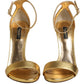 Dolce & Gabbana Gold Leather Keira High Heels Sandals Shoes