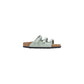 Birkenstock Green Leather Flat Sandals