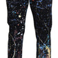 Dolce & Gabbana Black Cotton Color Splash Print Denim Jeans