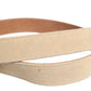 GF Ferre Men Beige Canvas Silver Metal Buckle Cintura Belt