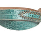 Scervino Street Women Green Leather Croco Print Studded Belt