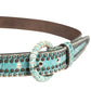 Scervino Street Women Green Leather Croco Print Studded Belt