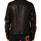 Dolce & Gabbana Black LambskinLeather Full Zip Biker Jacket