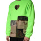 Dolce & Gabbana Green Patchwork Heart Men Sweatshirt Sweater