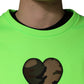 Dolce & Gabbana Green Patchwork Heart Men Sweatshirt Sweater