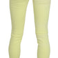 PINKO Yellow Cotton Stretch Low Waist Skinny Casual Trouser Pants