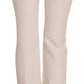 LAUREL White High Waist Silk Blend Flared Dress Trousers Pants