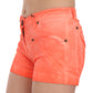 PLEIN SUD Orange Mid Waist Cotton Denim Mini Shorts