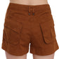 PLEIN SUD Brown Mid Waist Cotton Denim Mini Shorts