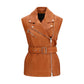 PINKO Brown Goatskin Sleeveless Jacket