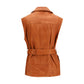 PINKO Brown Goatskin Sleeveless Jacket