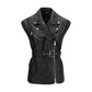 PINKO Black Goatskin Sleeveless Jacket