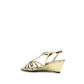 Prada Gold Calf Leather Bos Taurus Wedge Sandals