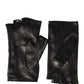 Dolce & Gabbana Women Black Embellished Wrist Length Mitten Gloves