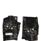 Dolce & Gabbana Black Embellished Wrist Length Mitten Women Gloves