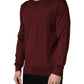 Dolce & Gabbana Maroon Silk Men Crew Neck Pullover Sweater