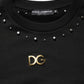 Dolce & Gabbana Black Embellished Cotton Sweatshirt Sweater