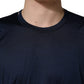 Dolce & Gabbana Dark Blue Silk Short Sleeve CrewNeck T-shirt