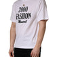 Dolce & Gabbana White Graphic Print DG Men Crew Neck T-shirt