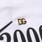 Dolce & Gabbana White Graphic Print DG Men Crew Neck T-shirt