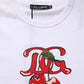 Dolce & Gabbana White DG Cherries Cotton Crew Neck  T-shirt