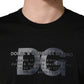 +39 MASQ Black Logo DG Print Cotton Crew Neck T-shirt