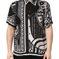 Dolce & Gabbana Black White Bandana Print Collared Shirt