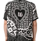 Dolce & Gabbana Black White Bandana Print Collared Shirt