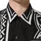 Dolce & Gabbana Black White Bandana Print Collared Shirt