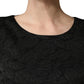 Dolce & Gabbana Black Floral Brocade Sheath Knee Length Dress