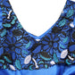 LANACAPRINA Royal Blue Floral Lace Sleeveless Long Gown Dress