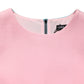Dolce & Gabbana Pink Blue Wool Sleeveless Shift Mini  Dress