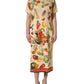 Dolce & Gabbana Beige Fruit PolkaDot Sheath Silk Midi Dress
