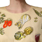 Dolce & Gabbana Beige Fruit PolkaDot Sheath Silk Midi Dress