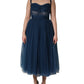 Dolce & Gabbana Blue Tulle Midi A-line Sleeveless Dress
