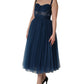 Dolce & Gabbana Blue Tulle Midi A-line Sleeveless Dress