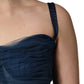Dolce & Gabbana Blue Tulle Midi A-line Sleeveless Dress
