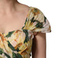 Dolce & Gabbana Yellow Silk Floral Print Pleated Maxi Dress