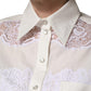 Dolce & Gabbana White Cotton Lace Trim Long Sleeves Jumpsuit